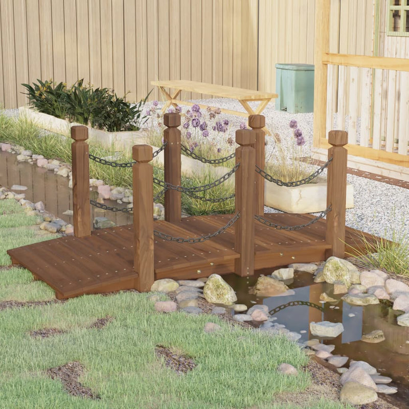 Vidaxl Garden Bridge con binari a catena 150x67x56 cm Pineo solido