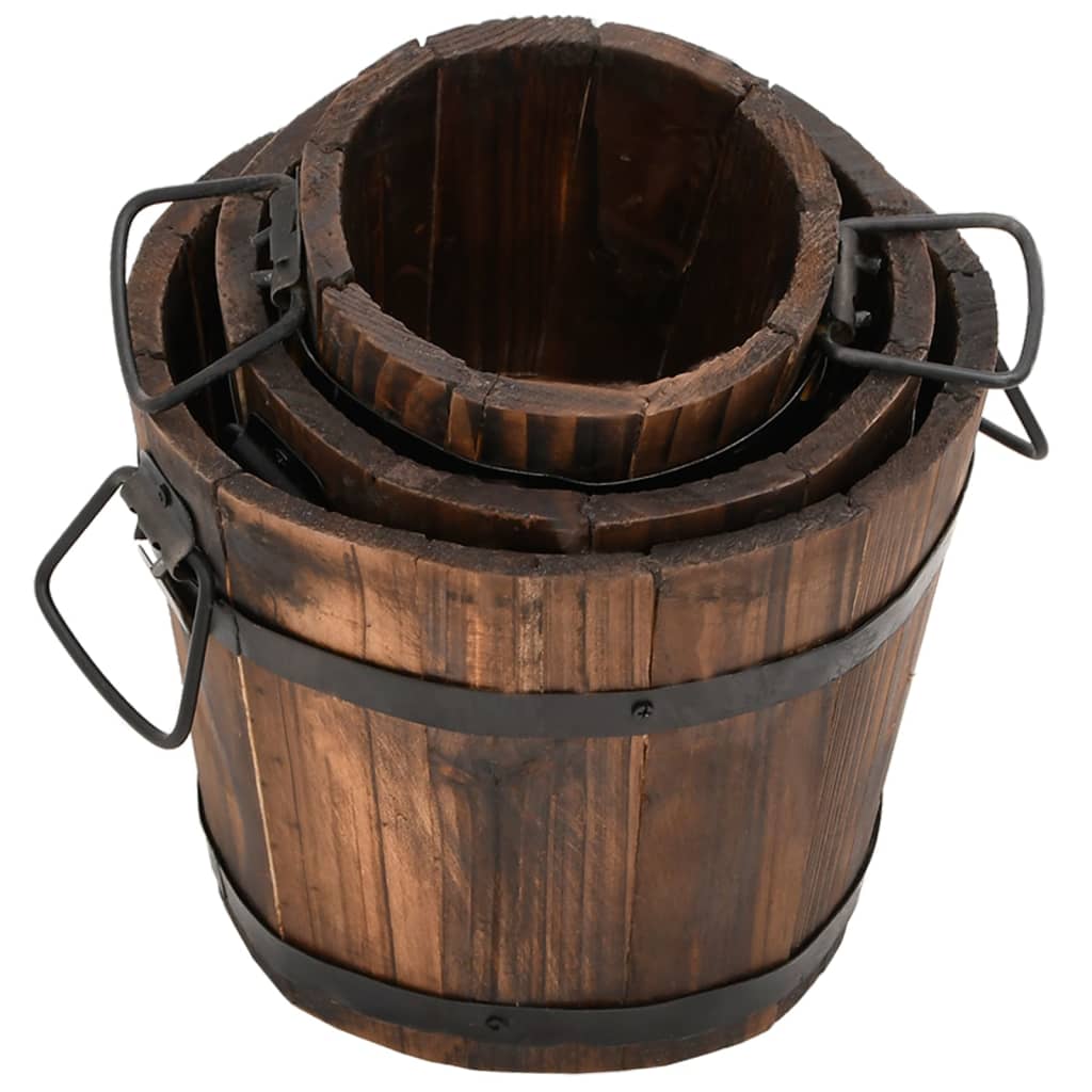 Vidaxl Planning Bin Set Set Wooden Bucket 3 pezzi Solid Vurenhout
