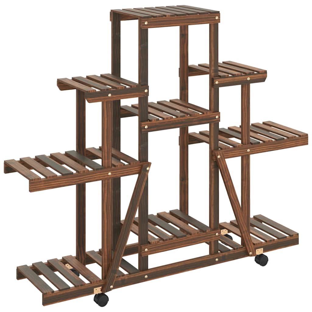 Estándar de planta Vidaxl con ruedas 110x25x101 cm Vurenhout