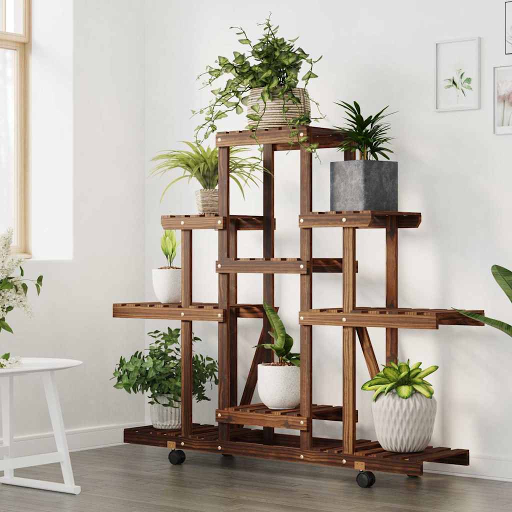 Estándar de planta Vidaxl con ruedas 110x25x101 cm Vurenhout