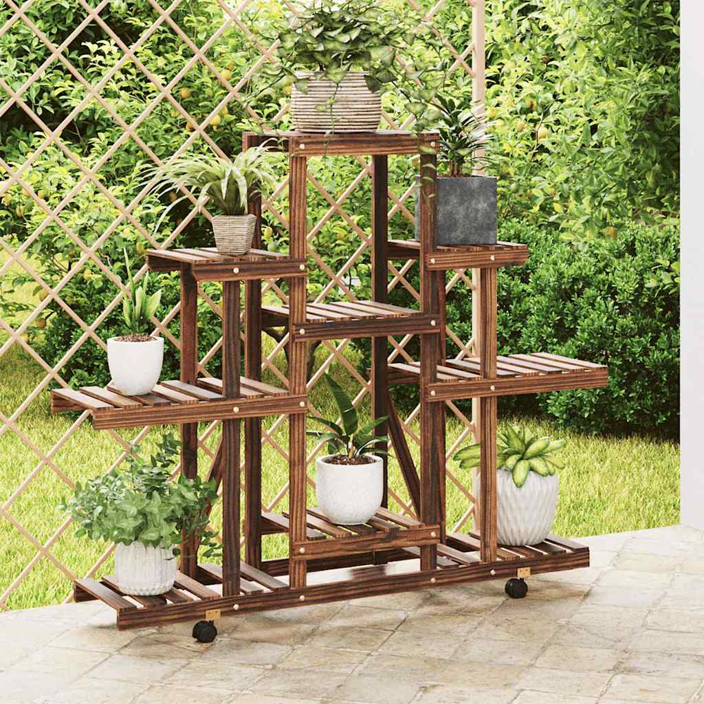Estándar de planta Vidaxl con ruedas 110x25x101 cm Vurenhout