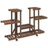 Estándar de planta Vidaxl con ruedas 110x25x78 cm Vurenhout