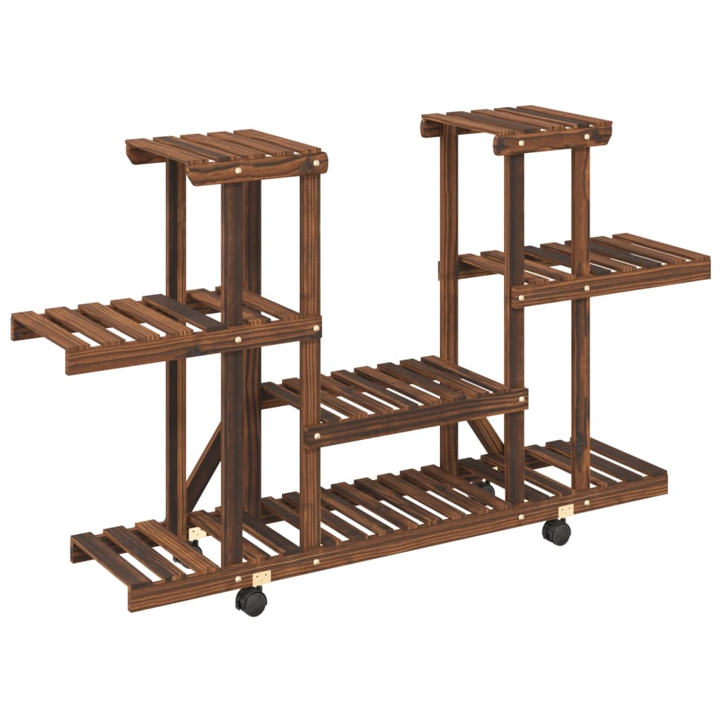 Estándar de planta Vidaxl con ruedas 110x25x78 cm Vurenhout