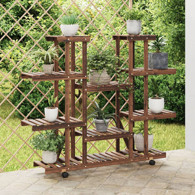 Estándar de planta Vidaxl con ruedas 110x25x115 cm Vurenhout