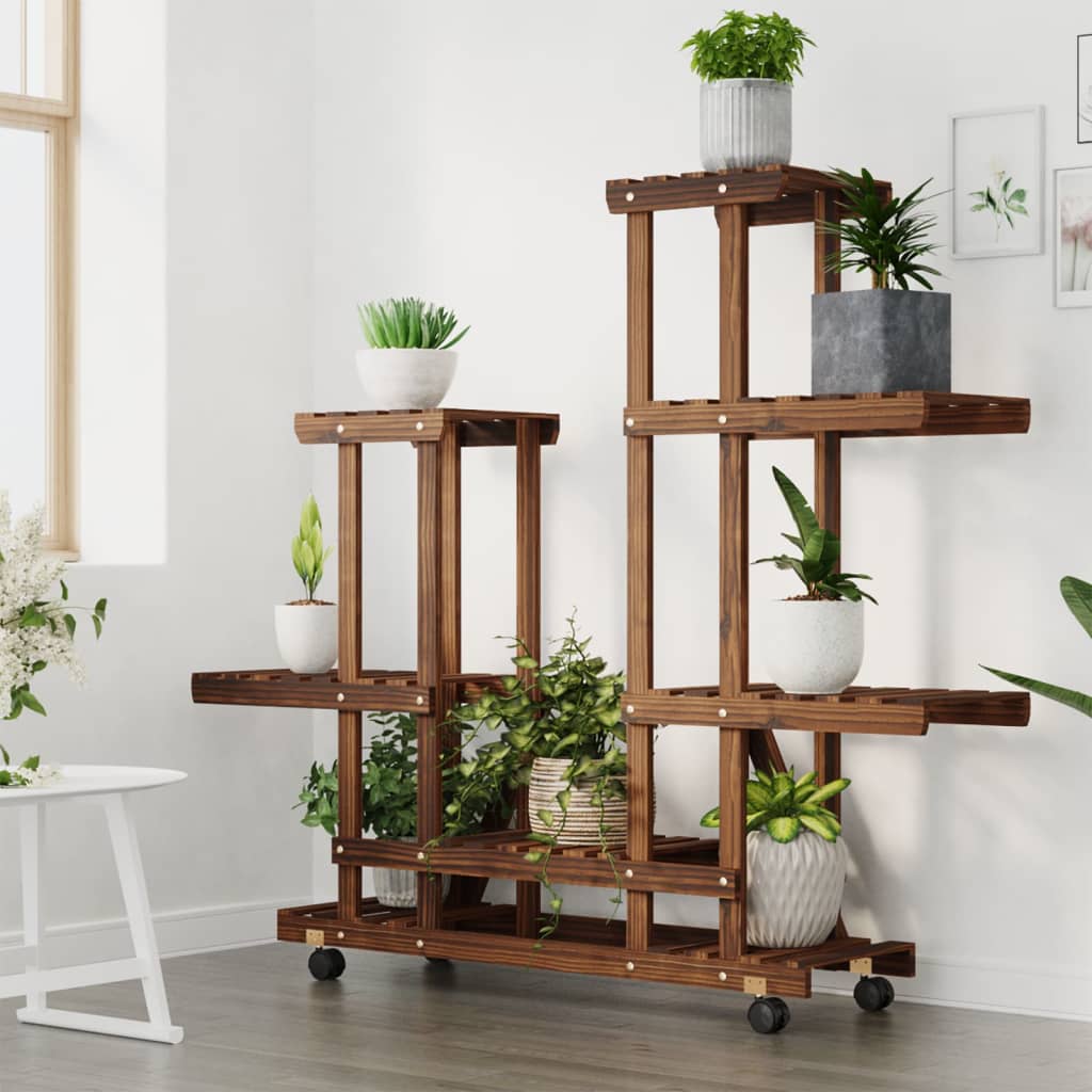Vidaxl Plant Standard con ruote 95x25x101 cm Vurenhout solido