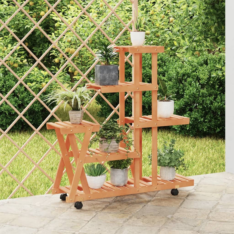 Estándar de planta Vidaxl con ruedas 95x25x101 cm Vurenhout
