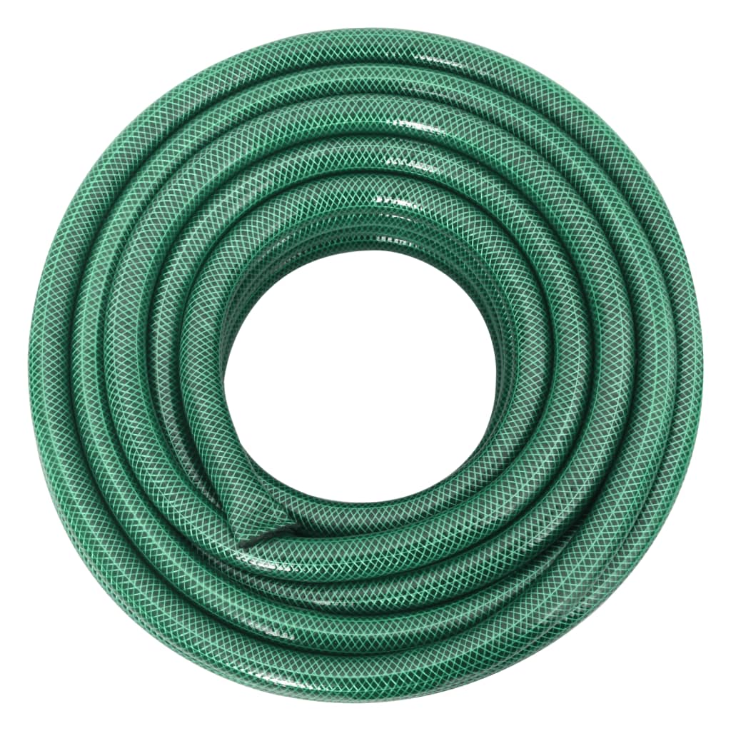 Manguera de jardín Vidaxl con juego de acoplamiento 0,9'' 100 m PVC verde