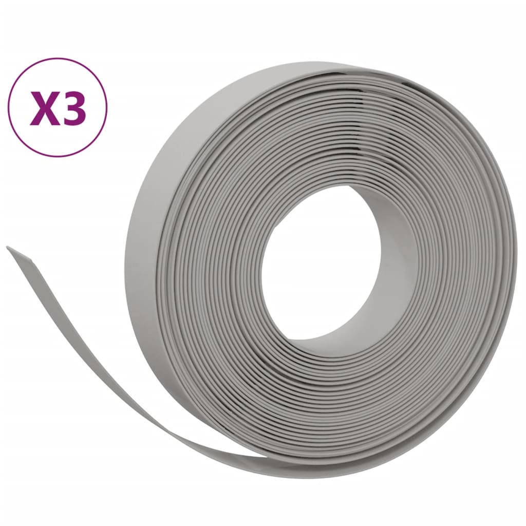 Bordi del giardino Vidaxl 3 St 10 m 10 cm polietilene grigio