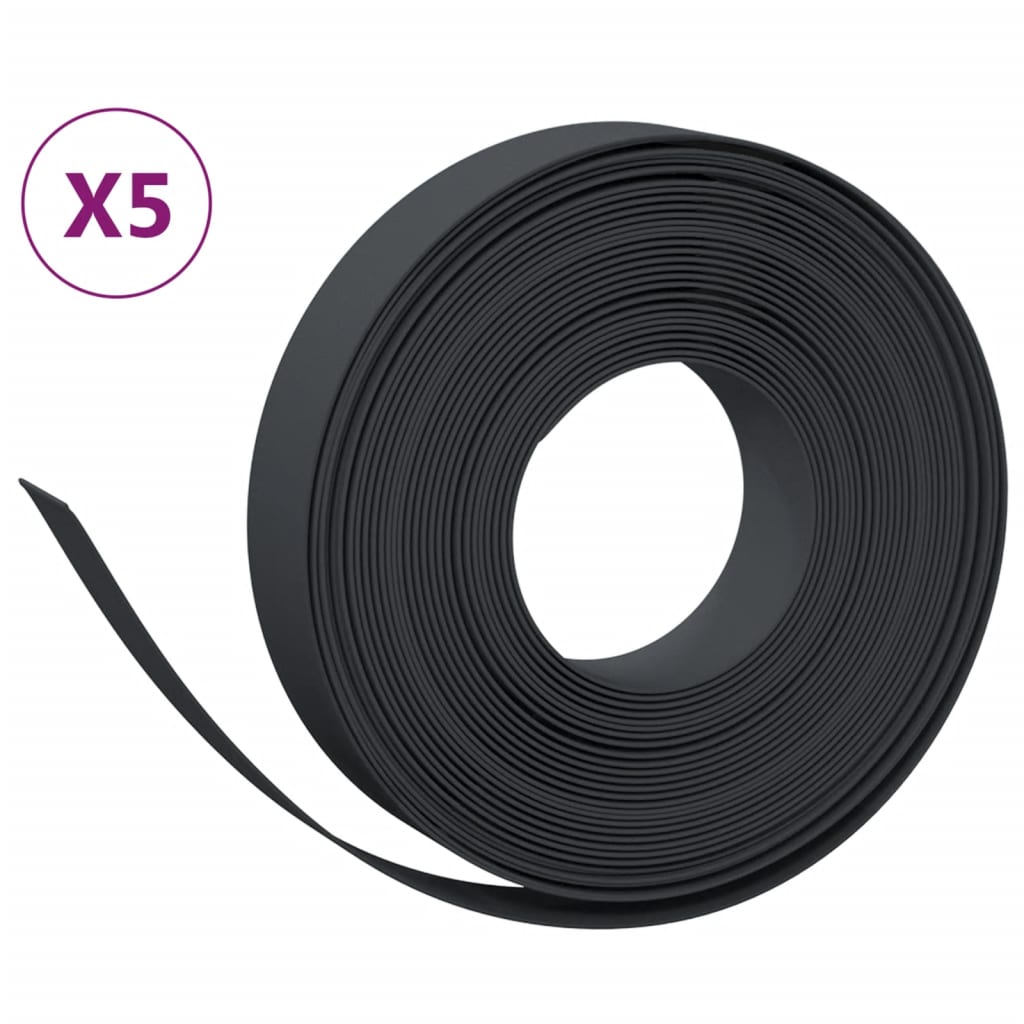 Bordes de jardín Vidaxl 5 st 10 m 10 cm de polietileno negro