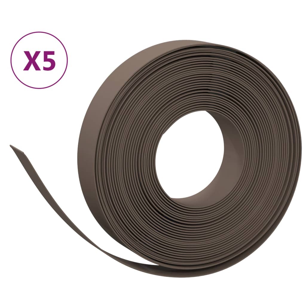 Bordi del giardino Vidaxl 5 pezzi 10 m 10 cm in polietilene marrone