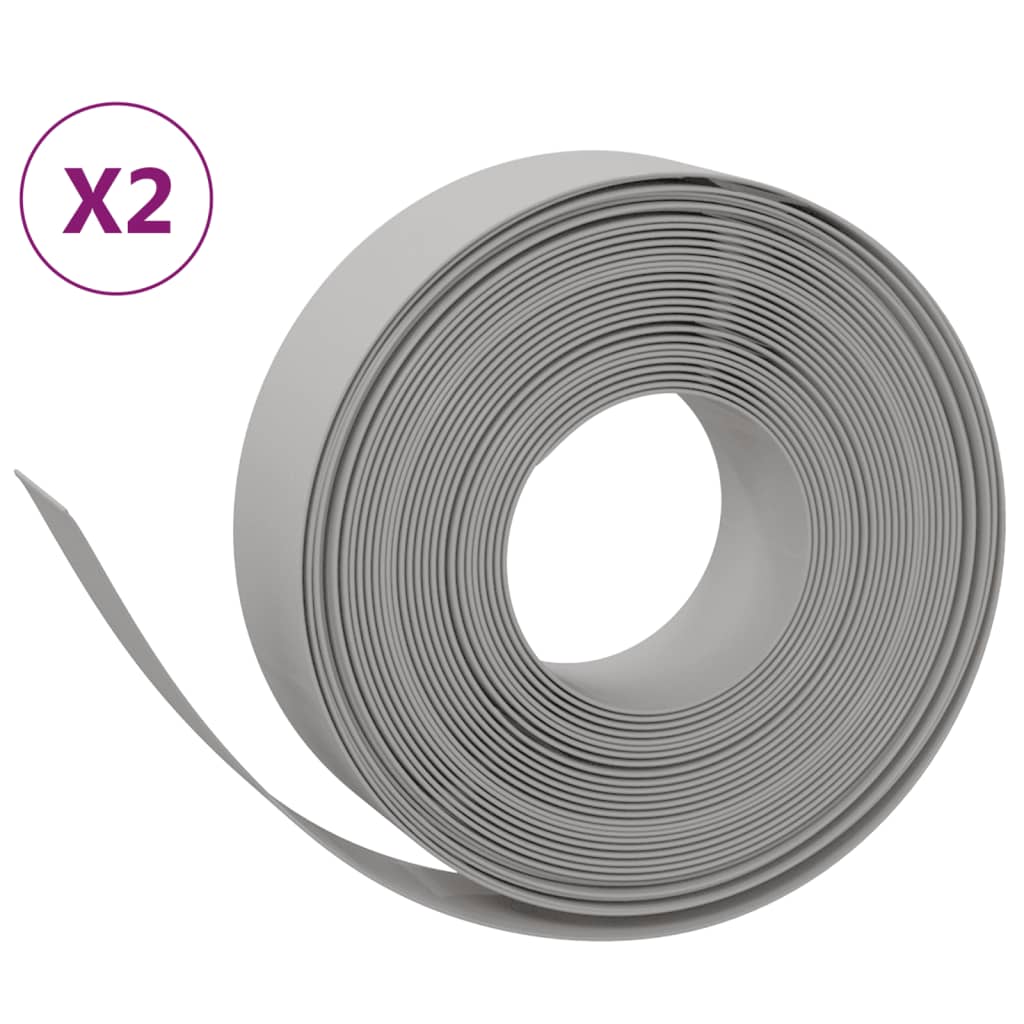 Vidaxl Garden Bordes 2 PCS 10 m 15 cm de polietileno gris