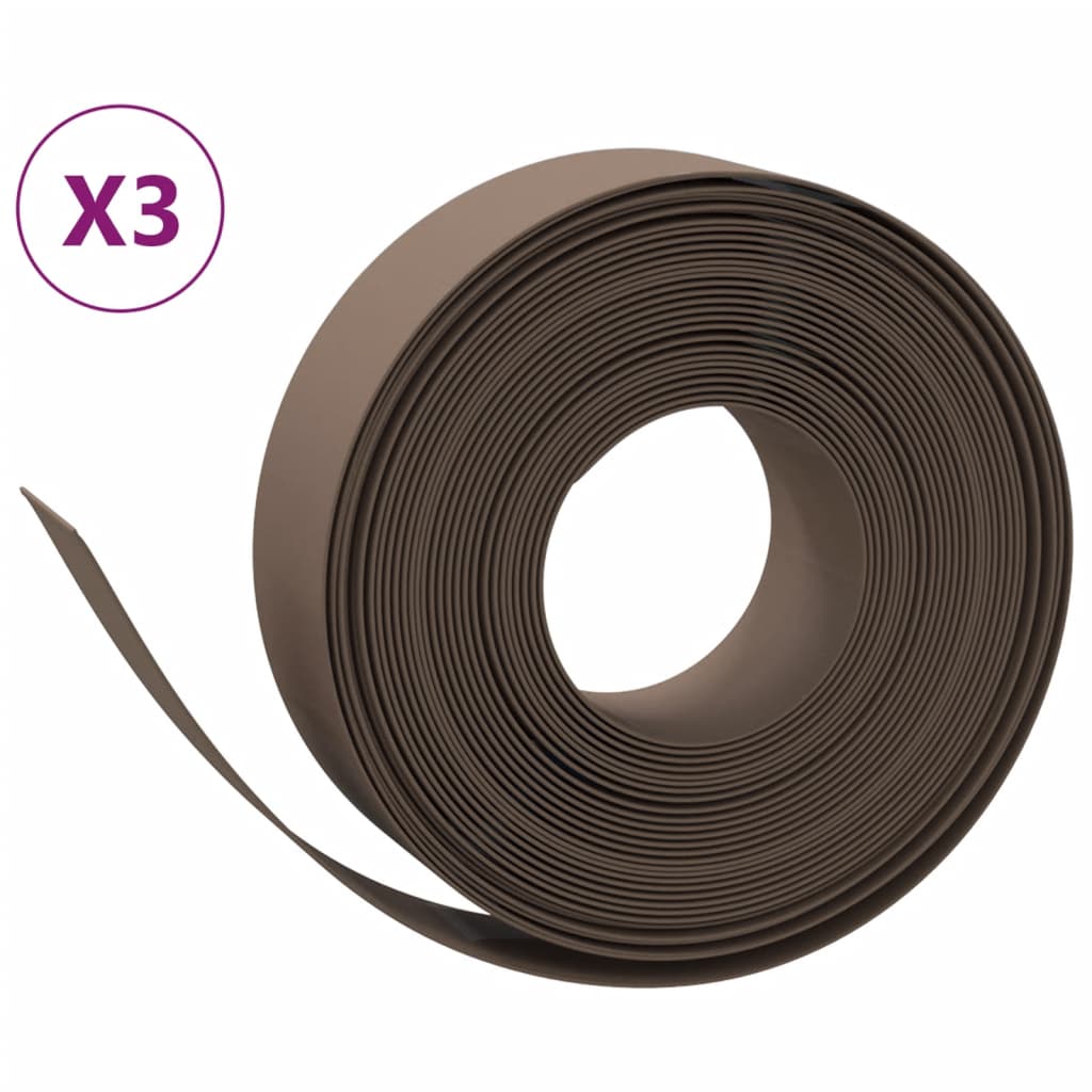 Vidaxl tuinranden 3 st 10 m 15 cm polyetheen bruin
