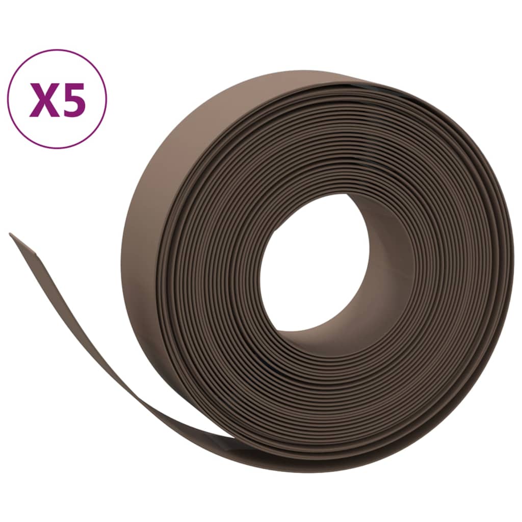 Bordes de jardín Vidaxl 5 st 10 m 15 cm de polietileno marrón