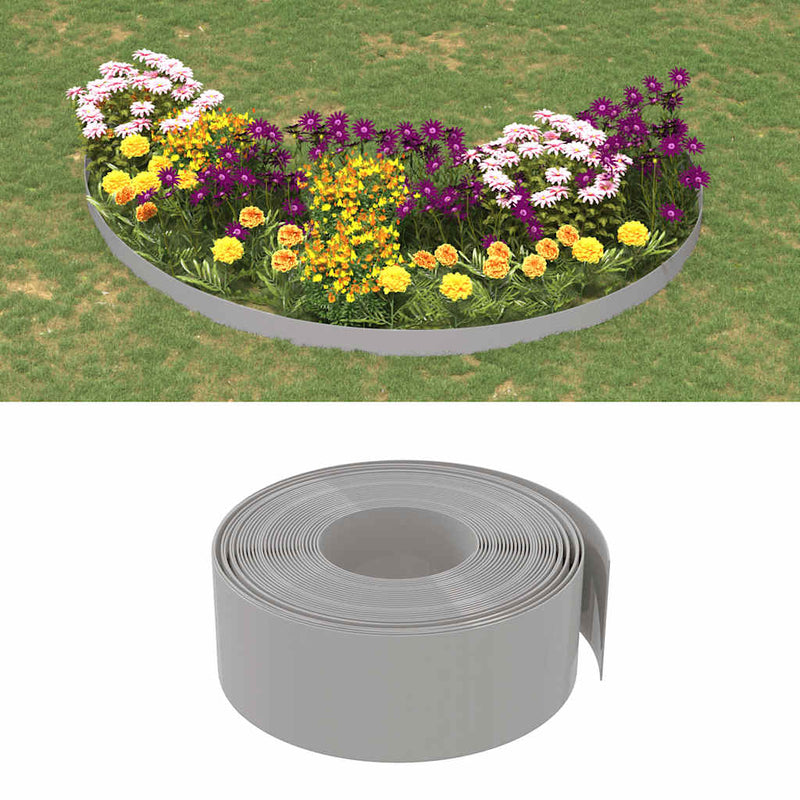 Bordi del giardino Vidaxl 4 pezzi 10 m 20 cm in polietilene grigio