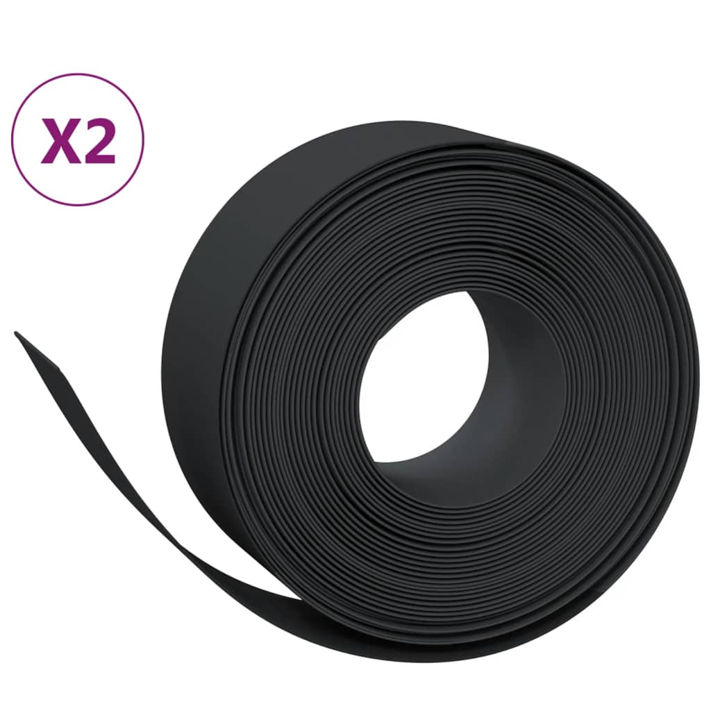 Vidaxl Garden Bordes 2 PCS 10 m 20 cm de polietileno negro