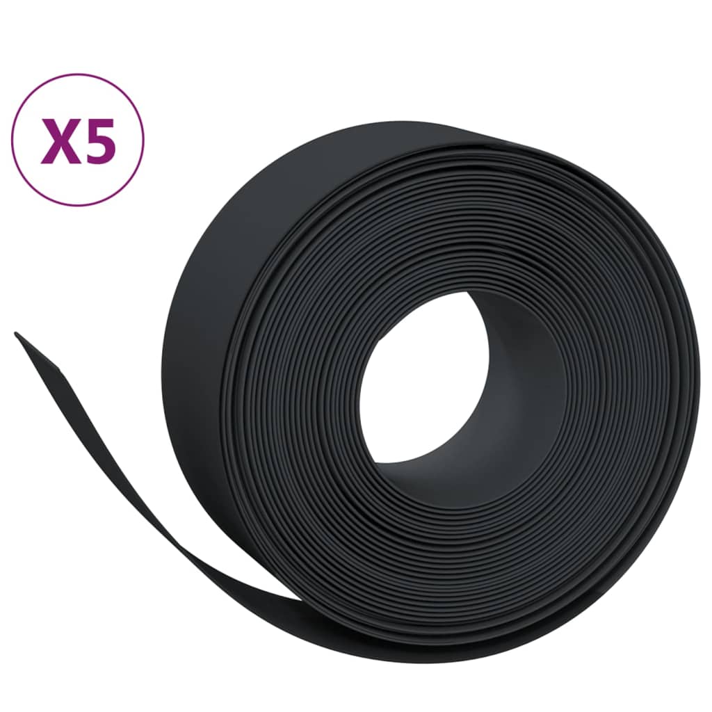 Bordi del giardino Vidaxl 5 St 10 m 20 cm polietilene nero