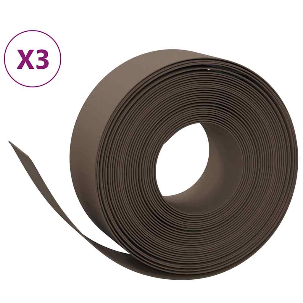 Vidaxl tuinranden 3 st 10 m 20 cm polyetheen bruin