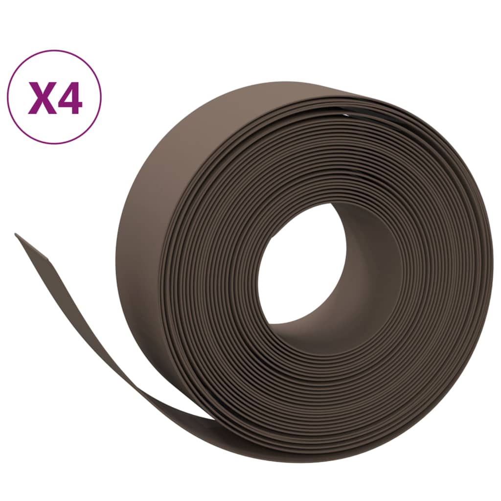 Bordi del giardino Vidaxl 4 St 10 m 20 cm in polietilene marrone