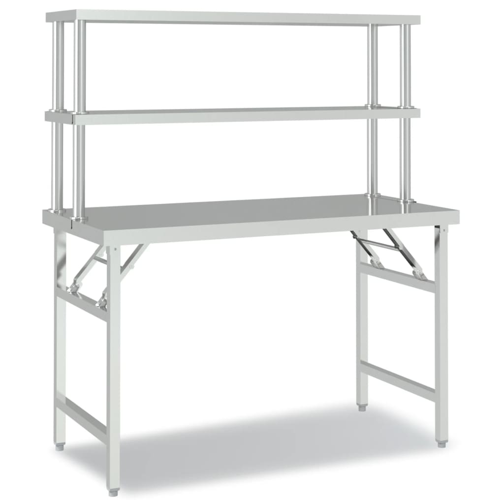 Mesa de trabajo de cocina de Vidaxl con acero inoxidable de 120x60x145 cm
