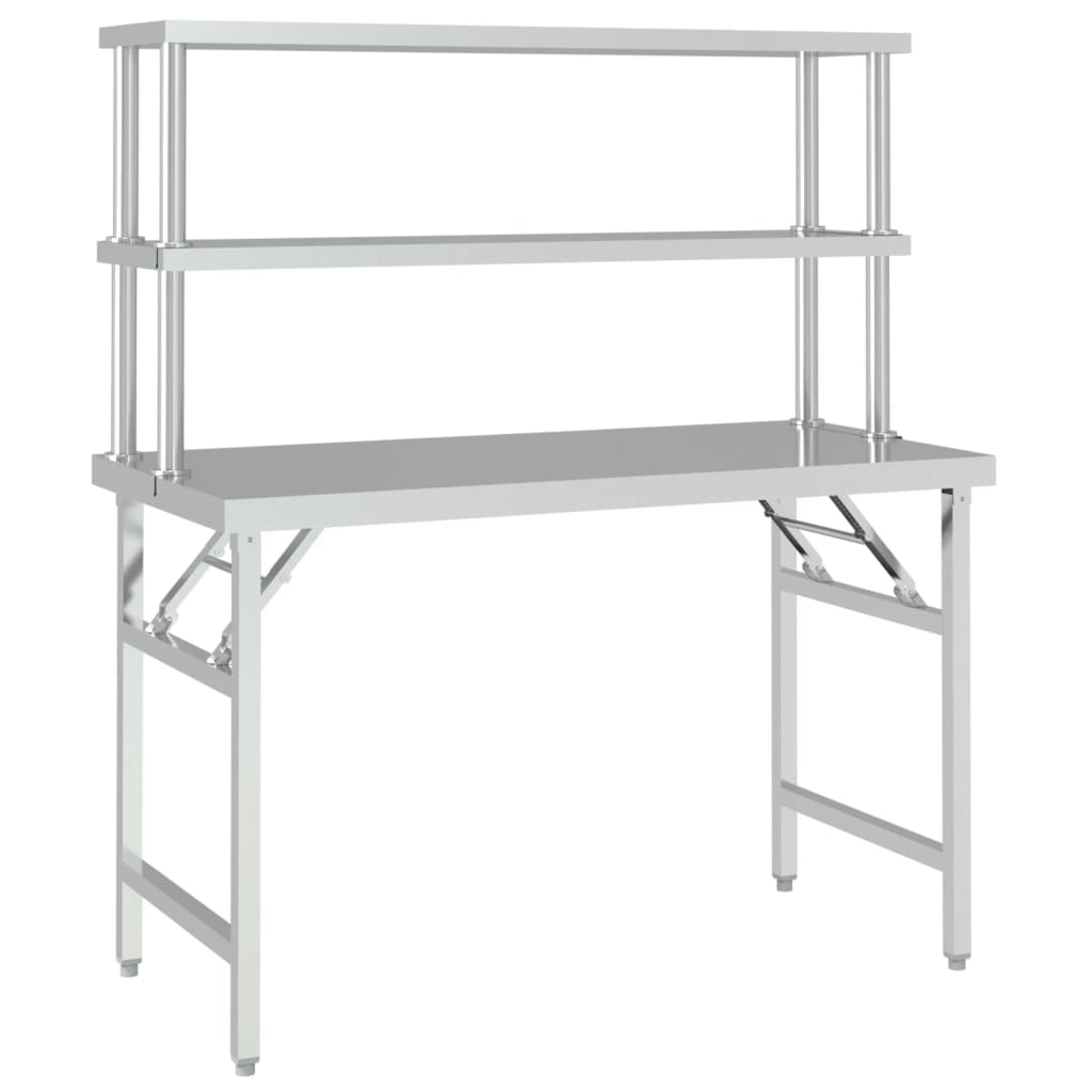 Mesa de trabajo de cocina de Vidaxl con acero inoxidable de 120x60x145 cm