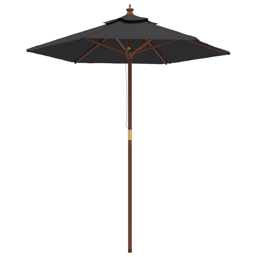 Ombrellone VidaXL con palo in legno 196x231 cm nero