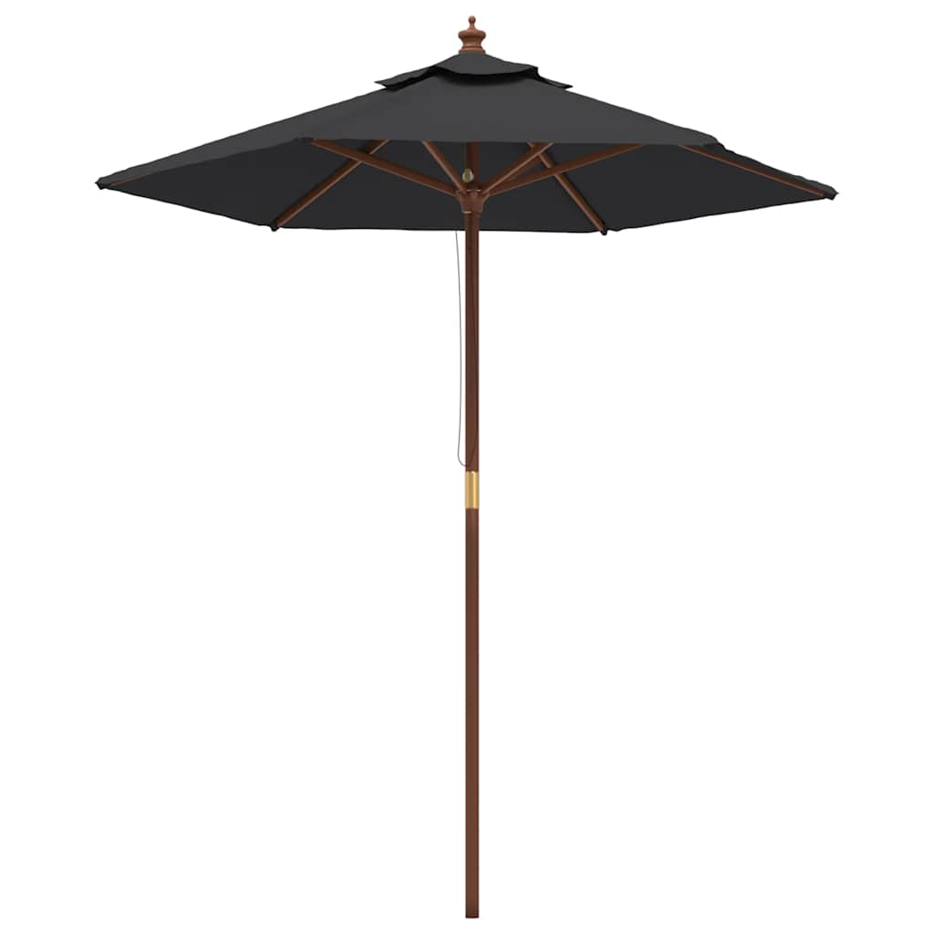 Ombrellone VidaXL con palo in legno 196x231 cm nero
