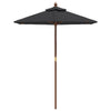 Ombrellone VidaXL con palo in legno 196x231 cm nero