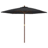 Parasol Vidaxl con poste de madera 299x240 cm negro