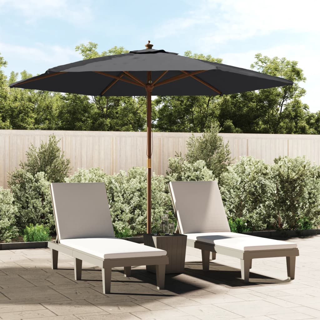 Parasol Vidaxl con poste de madera 299x240 cm negro