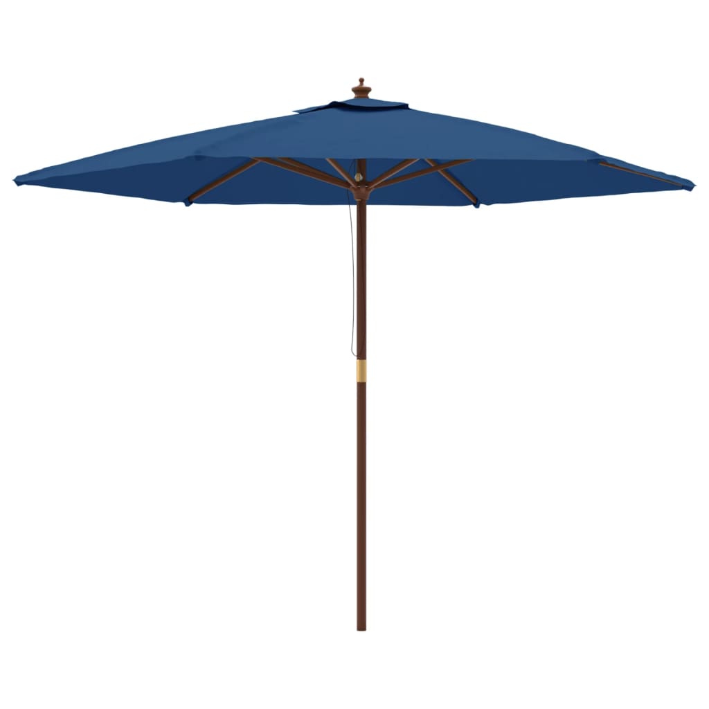 Sombrilla VidaXL con palo de madera 299x240 cm azul celeste