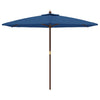 Sombrilla VidaXL con palo de madera 299x240 cm azul celeste