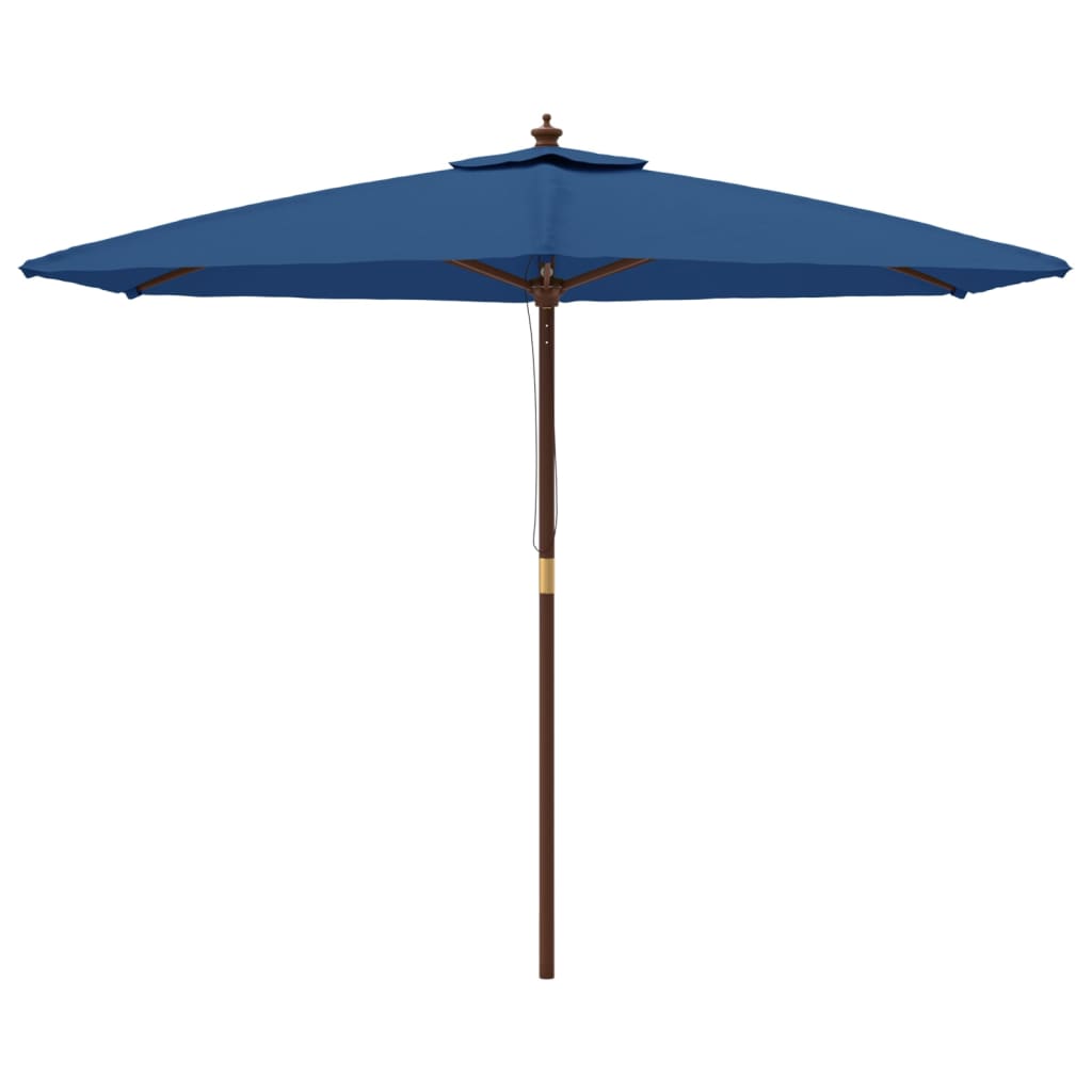 Sombrilla VidaXL con palo de madera 299x240 cm azul celeste