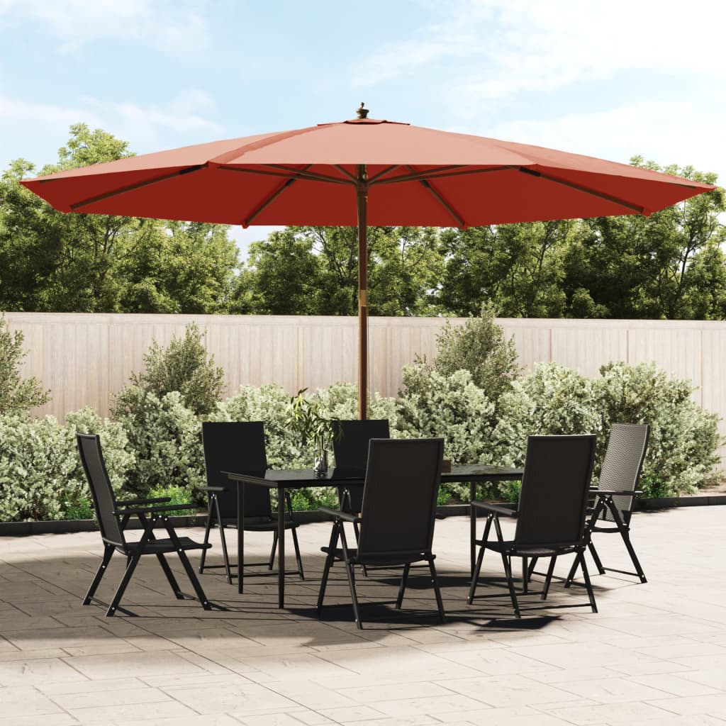 Sombrilla vidaxl con palo de madera 400x273 cm color terracota