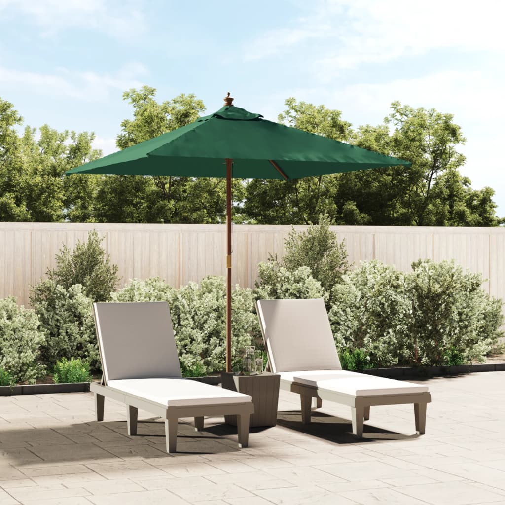 Vidaxl Parasol con polo in legno 198x198x231 cm verde