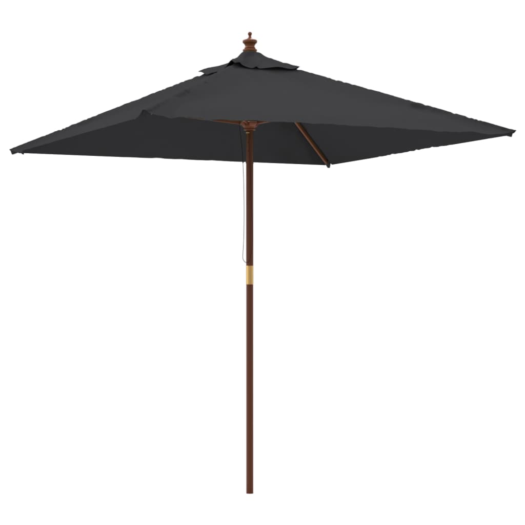 Vidaxl Parasol con palo di legno 198x198x231 cm nero