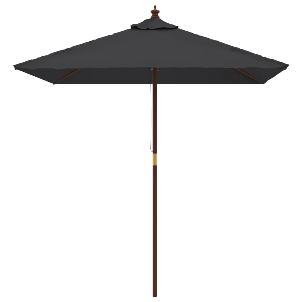Vidaxl Parasol con palo di legno 198x198x231 cm nero