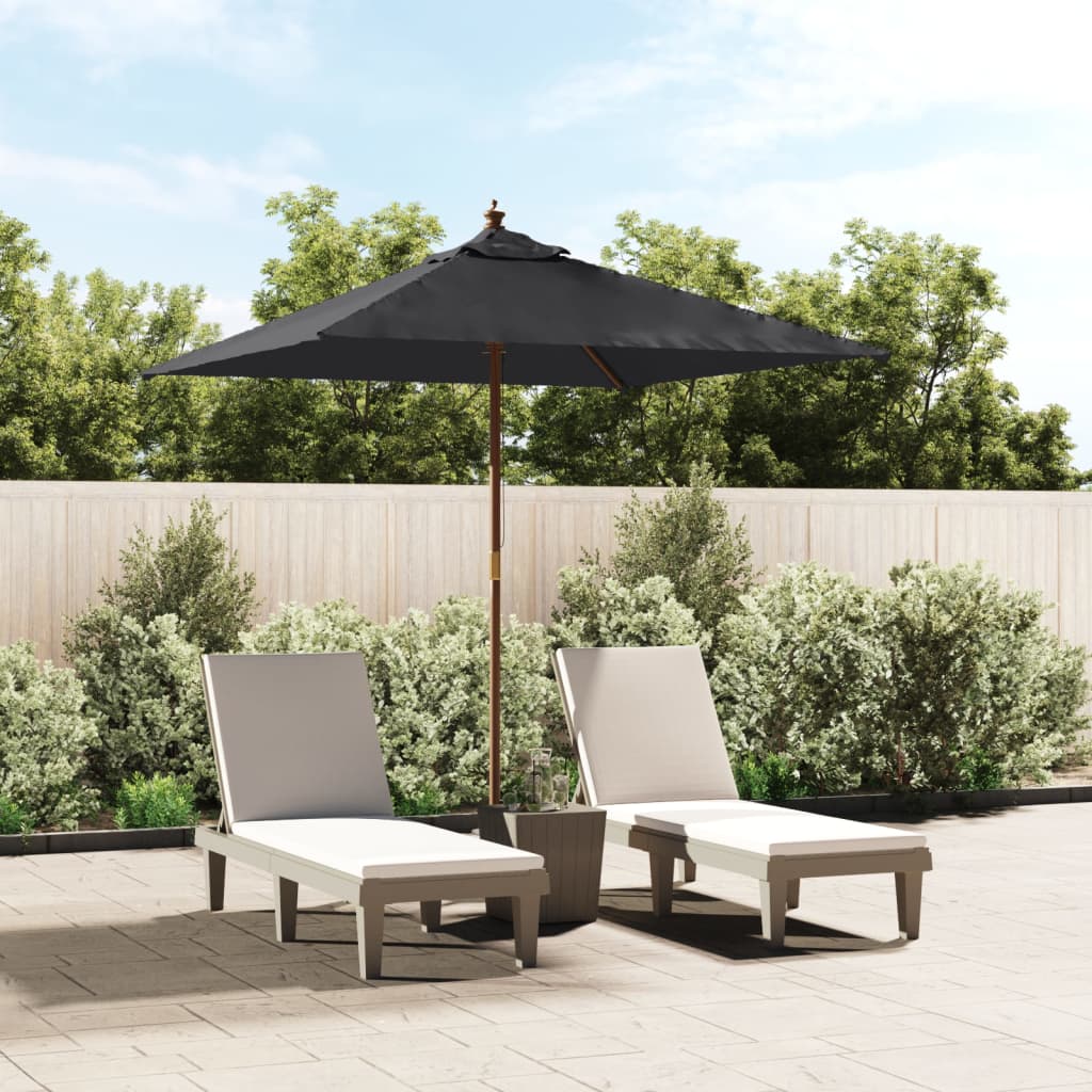 Vidaxl Parasol con palo di legno 198x198x231 cm nero