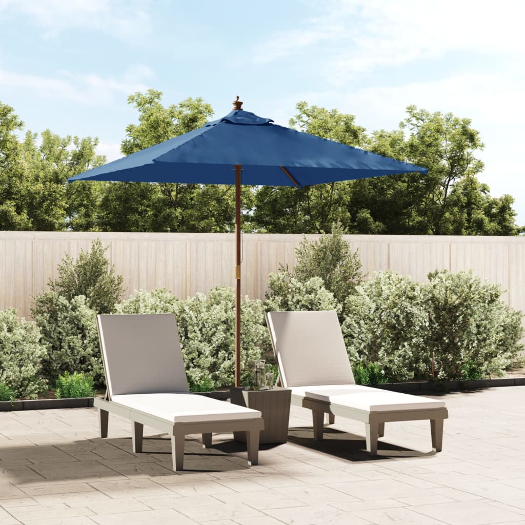 Vidaxl Parasol con polo in legno 198x198x231 cm blu azure