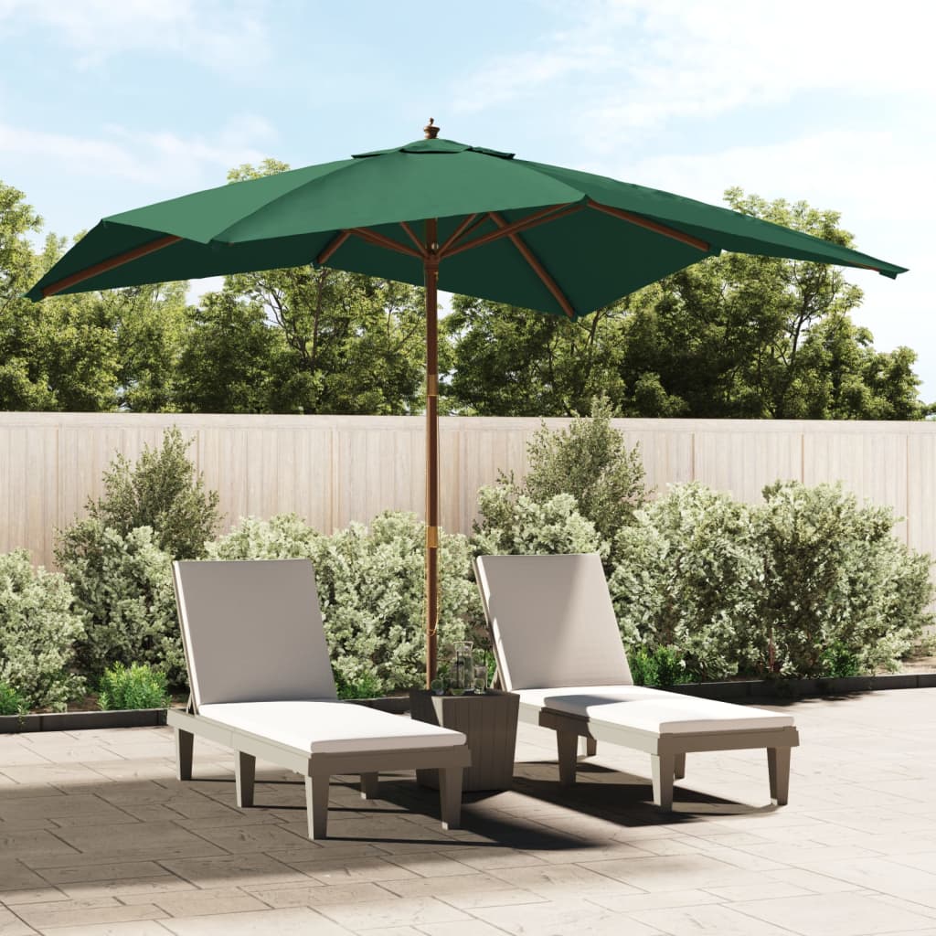 Vidaxl Parasol con polo in legno 300x300x273 cm verde