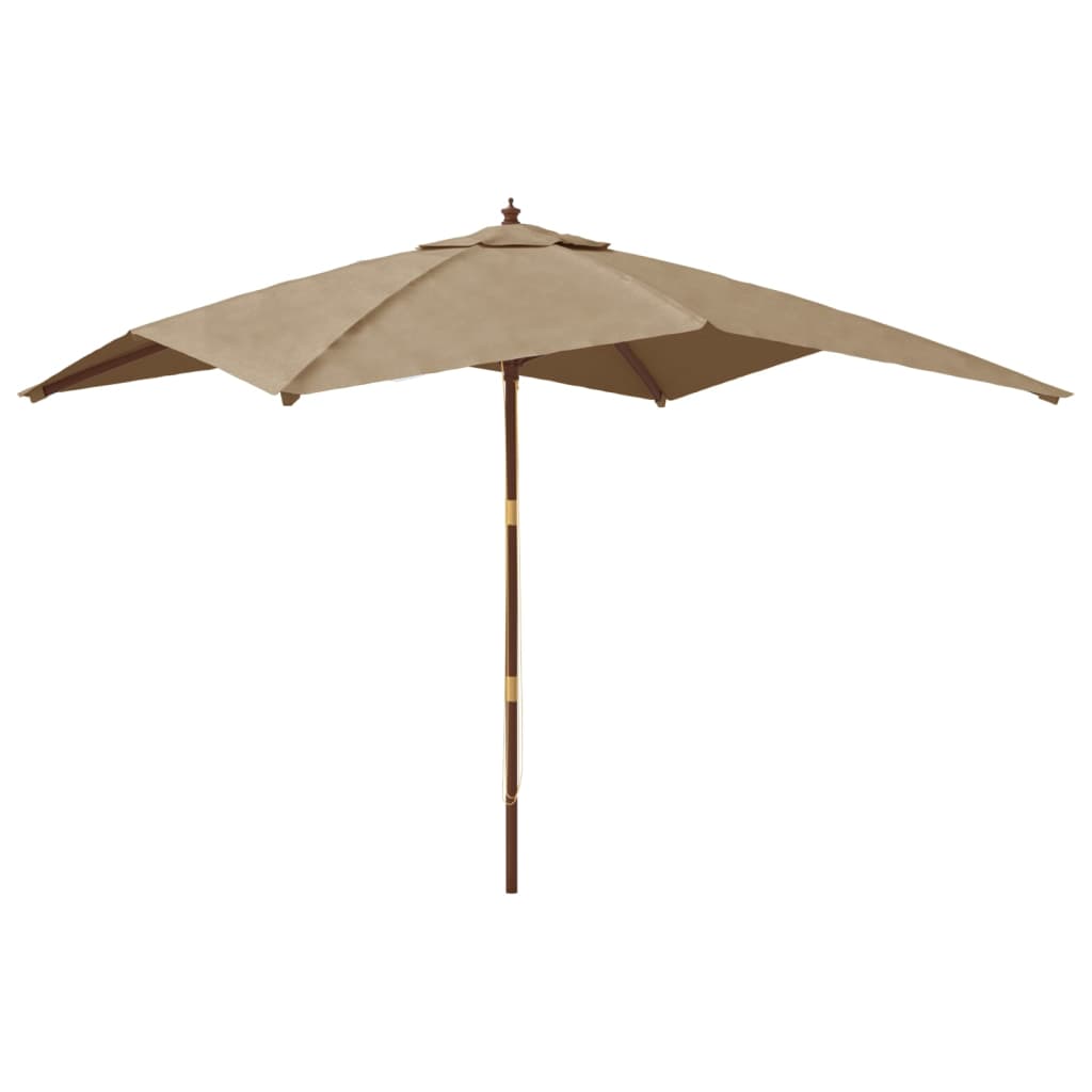 Vidaxl Parasol con poste de madera 300x300x273 cm taupe