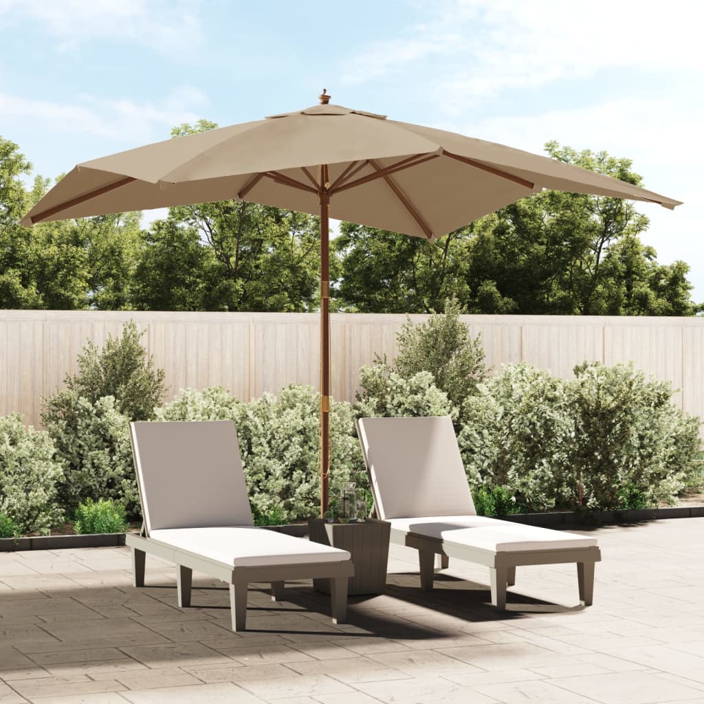 Vidaxl Parasol con poste de madera 300x300x273 cm taupe