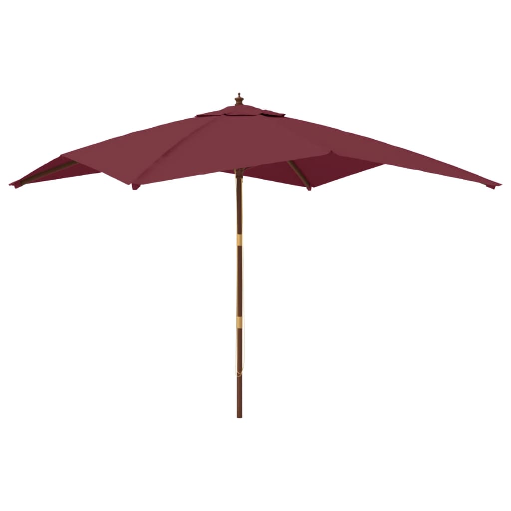 Parasol Vidaxl con poste de madera 300x300x273 cm Burdeos rojo