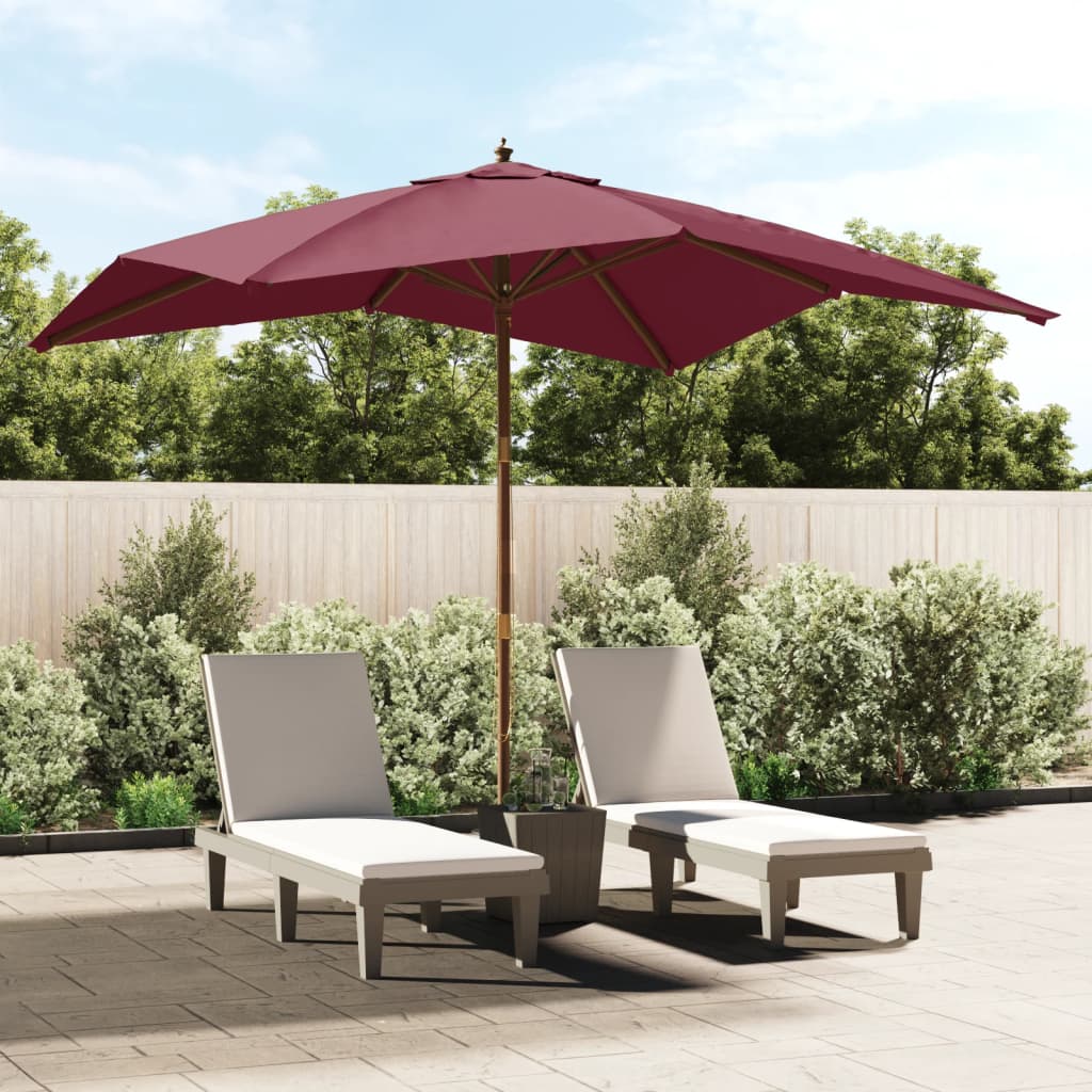 Parasol Vidaxl con poste de madera 300x300x273 cm Burdeos rojo