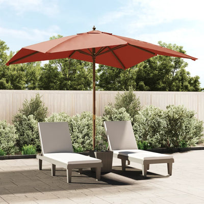 Vidaxl Parasol con polo in legno 300x300x273 cm Terracotta.