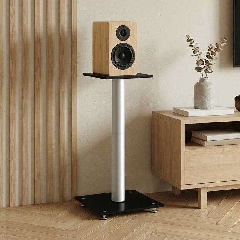 Estándares de altavoz Vidaxl 2 PCS 1 Pilar de vidrio endurecido negro y plata