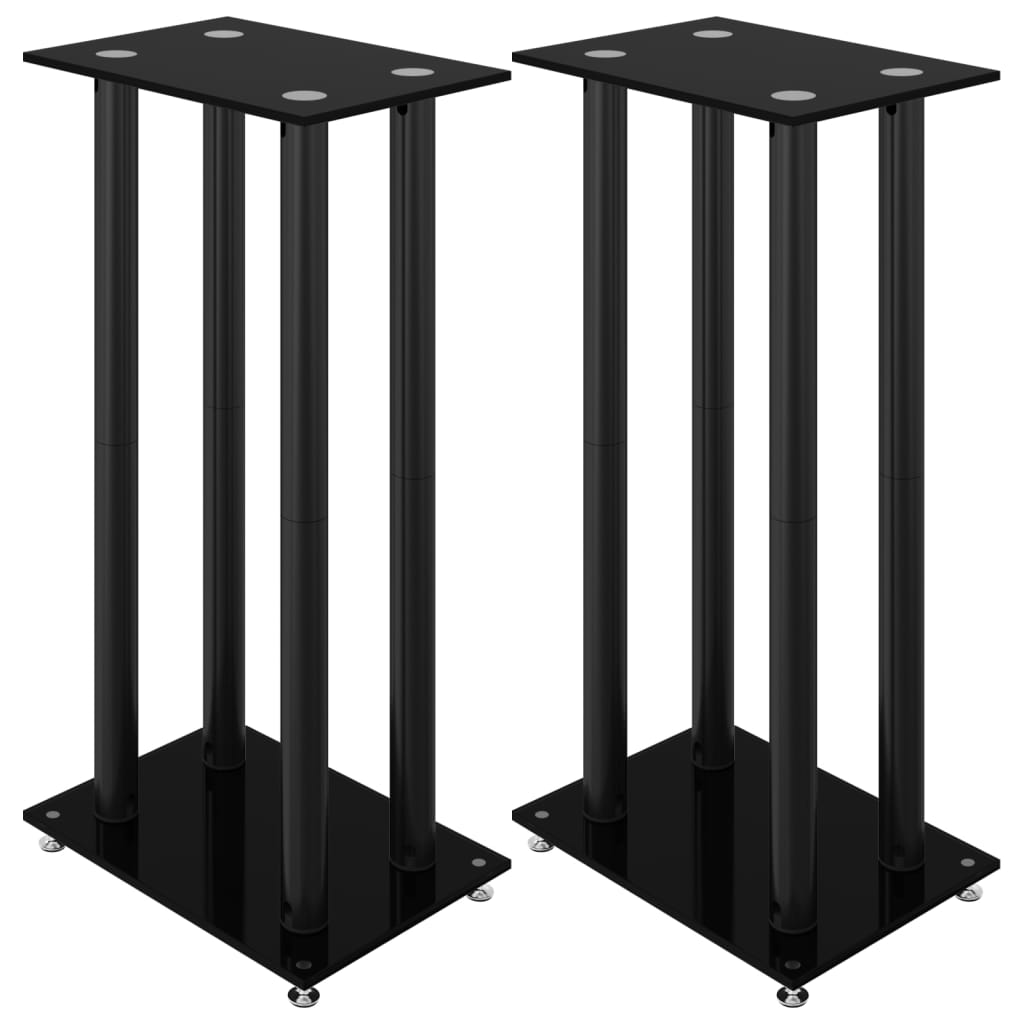 Estándares de altavoz Vidaxl 2 PCS 4 Pilares de vidrio endurecido Negro