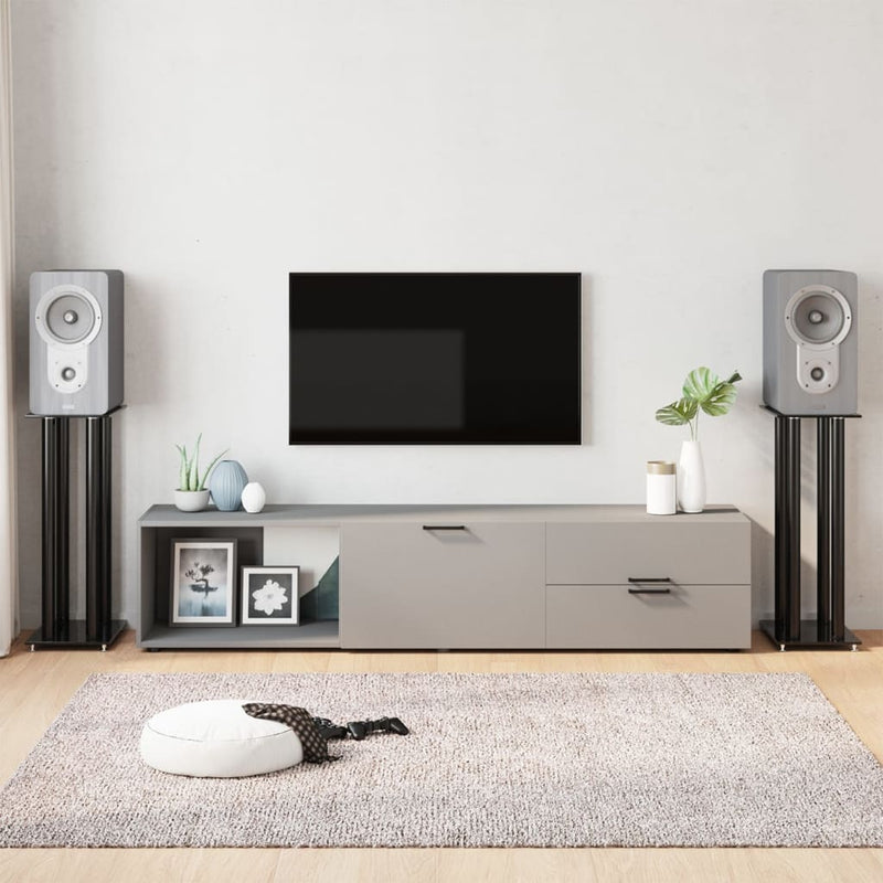 Estándares de altavoz Vidaxl 2 PCS 4 Pilares de vidrio endurecido Negro