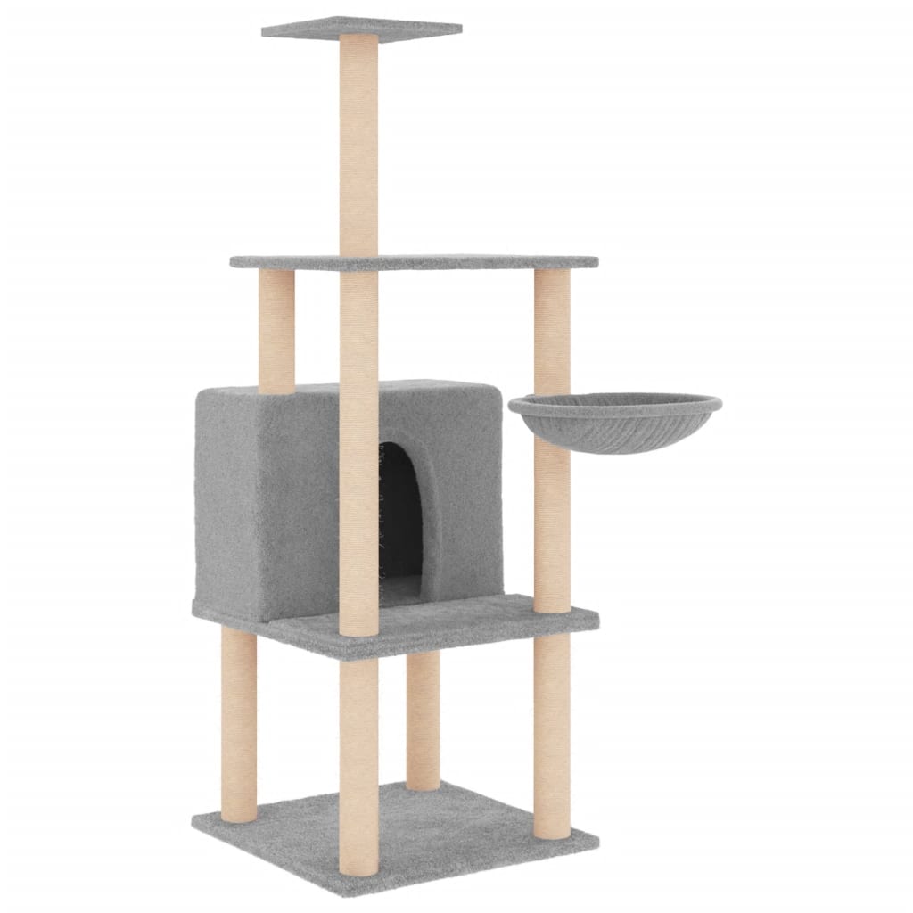 Muebles de gato de Vidaxl con postes de rascado de sisal 132 cm de gris claro