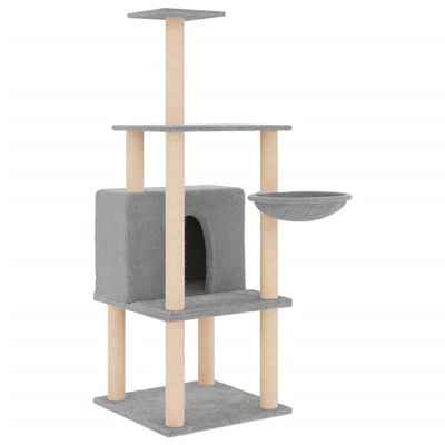 Muebles de gato de Vidaxl con postes de rascado de sisal 132 cm de gris claro