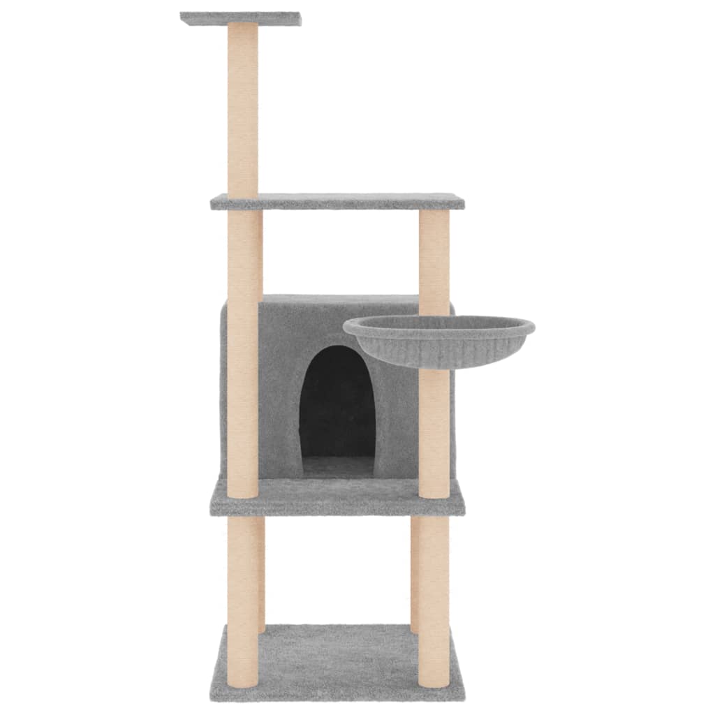Muebles de gato de Vidaxl con postes de rascado de sisal 132 cm de gris claro